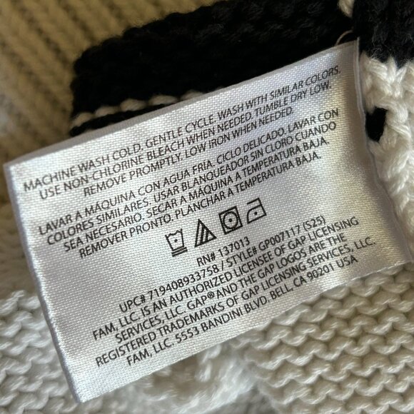 GAP 100% Cotton White with Black Stripe Sweater - Size Med to Large - Picture 8 of 11